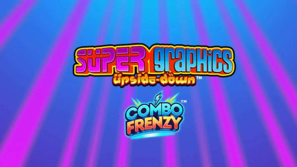 Interface vibrante e colorida do slot Super Graphics Upside Down com elementos de anime e Lucky Cats.