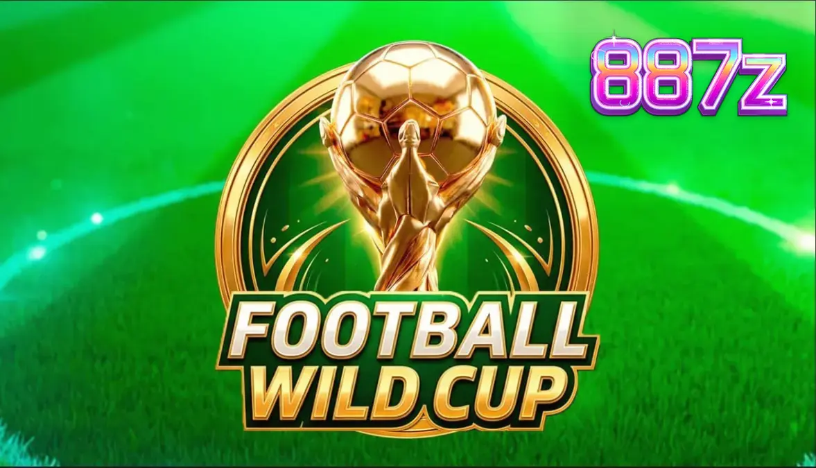 Interface do jogo de slot Football Wild Cup mostrando o campo de futebol e os símbolos do torneio